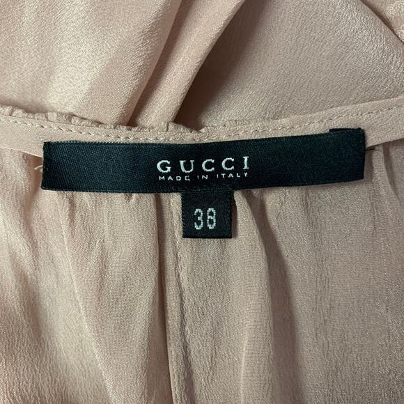 GUCCI Size M Taupe Silk Blouse - Picture 5 of 7